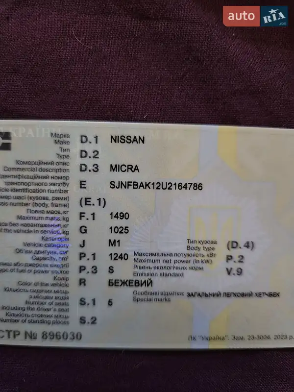 Хетчбек Nissan Micra 2006 в Миколаєві документ