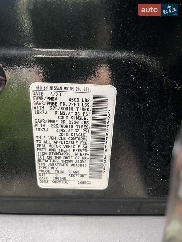 Внедорожник / Кроссовер Nissan Rogue 2020 в Кременчуге