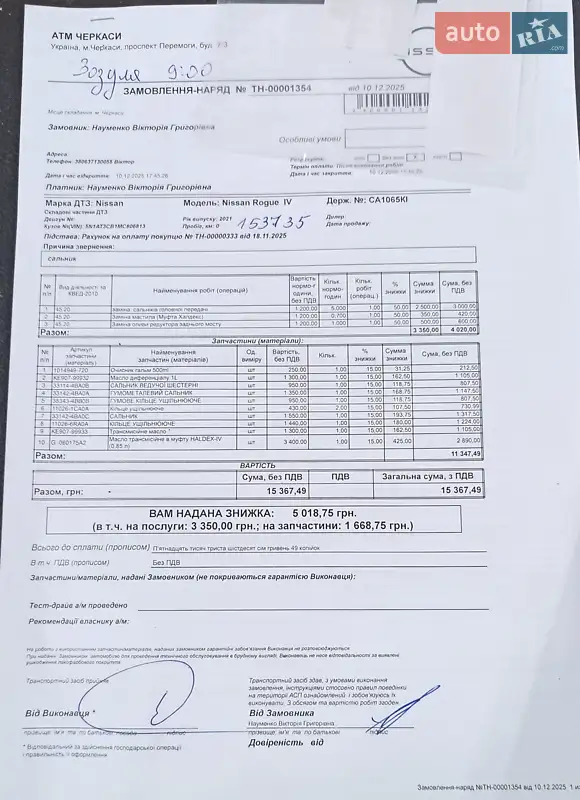 Внедорожник / Кроссовер Nissan Rogue 2021 в Черкассах документ