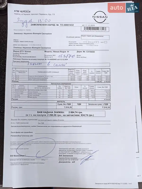 Внедорожник / Кроссовер Nissan Rogue 2021 в Черкассах документ