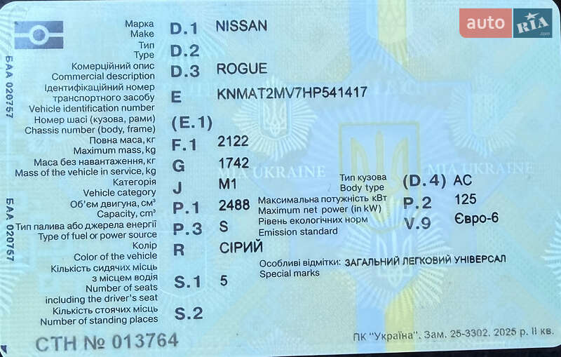 Внедорожник / Кроссовер Nissan Rogue 2016 в Ровно