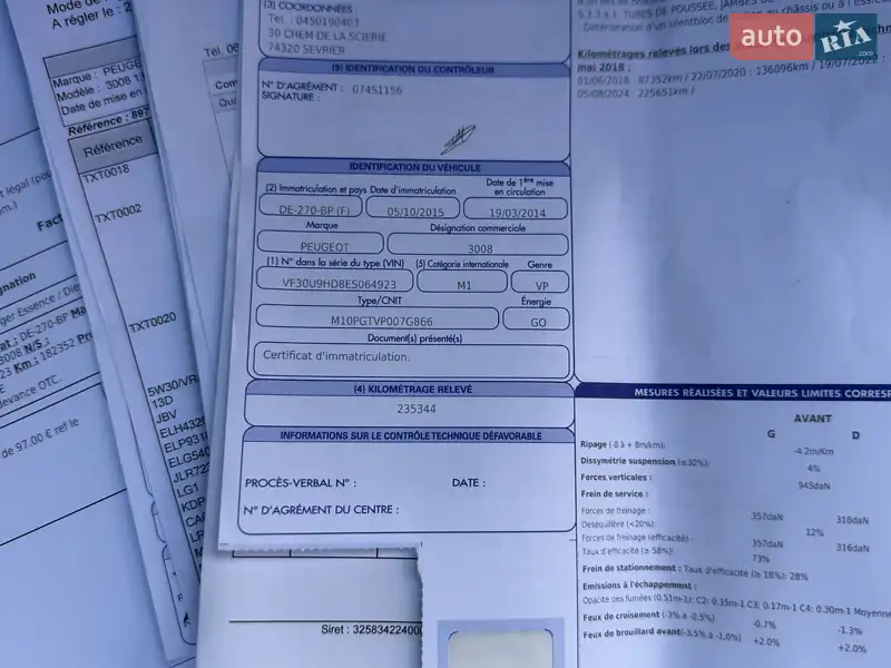 Внедорожник / Кроссовер Peugeot 3008 2014 в Стрые документ