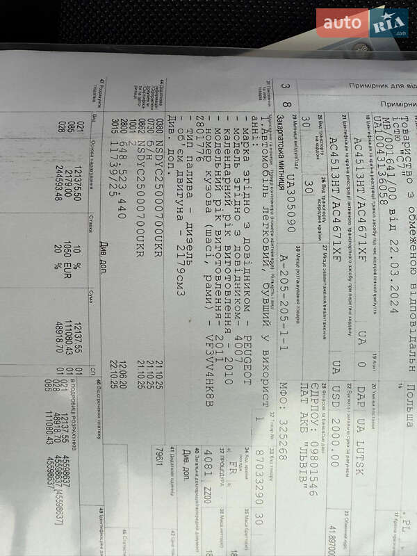 Внедорожник / Кроссовер Peugeot 4007 2010 в Луцке