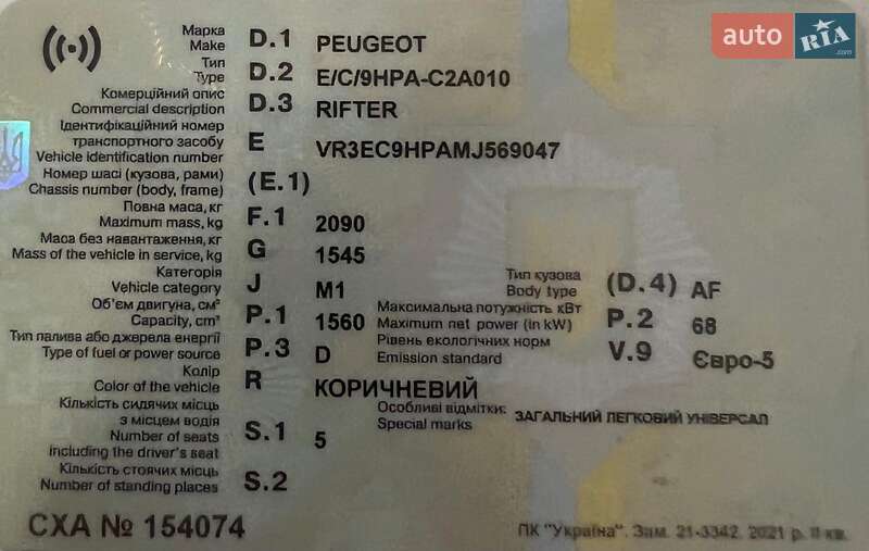 Минивэн Peugeot Rifter 2021 в Херсоне фото 26 Минивэн Peugeot Rifter 2021 в Херсоне