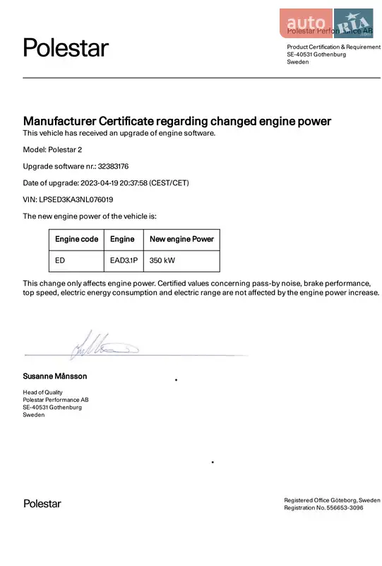 Лифтбек Polestar 2 2022 в Сумах документ