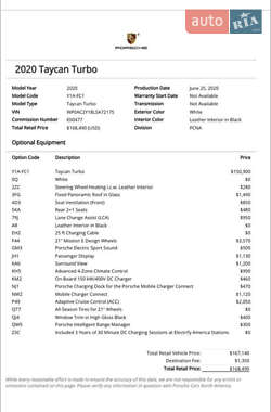 Седан Porsche Taycan 2020 в 