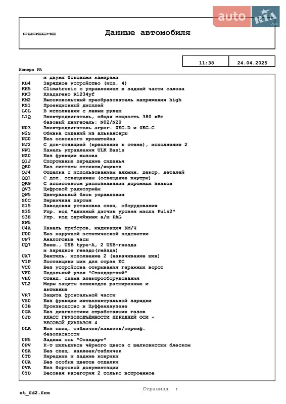 Седан Porsche Taycan 2022 в Києві документ