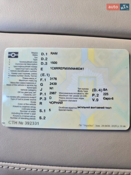 Пикап Ram 1500 2022 в Киеве документ 2 фото Пикап Ram 1500 2022 в Киеве документ