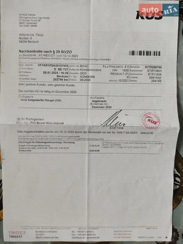 Універсал Renault Clio 2007 в Калуші документ 5 фото Універсал Renault Clio 2007 в Калуші документ