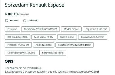 Мінівен Renault Espace 2006 в Володимирі