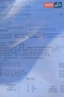 Седан Renault Fluence Z.E. 2012 в 