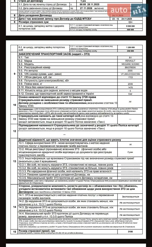 Мінівен Renault Grand Scenic 2005 в Полтаві документ