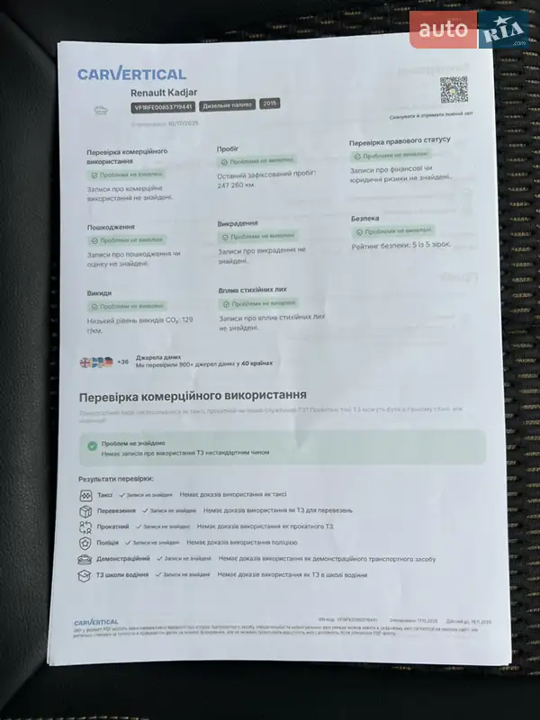 Внедорожник / Кроссовер Renault Kadjar 2015 в Самборе документ 3 фото Внедорожник / Кроссовер Renault Kadjar 2015 в Самборе документ