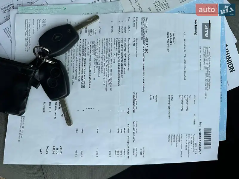 Минивэн Renault Kangoo 2010 в Виннице документ