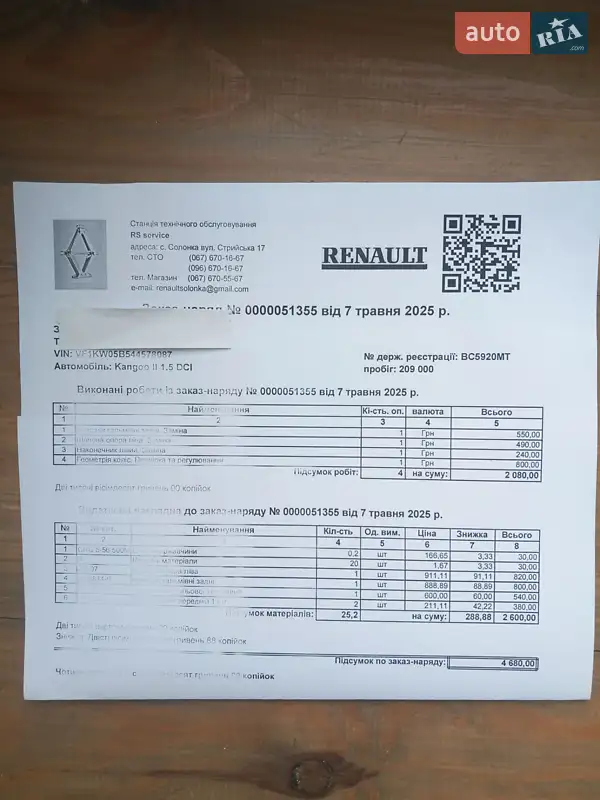 Минивэн Renault Kangoo 2011 в Львове документ