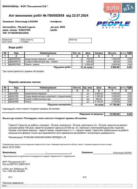 Лифтбек Renault Laguna 2005 в Киеве документ