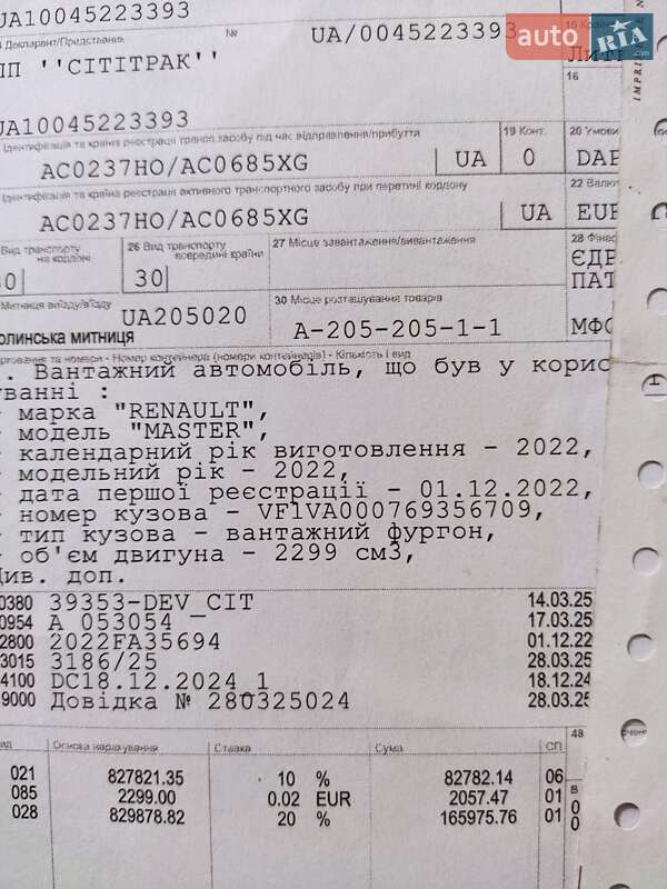 Грузовой фургон Renault Master 2022 в Бердичеве