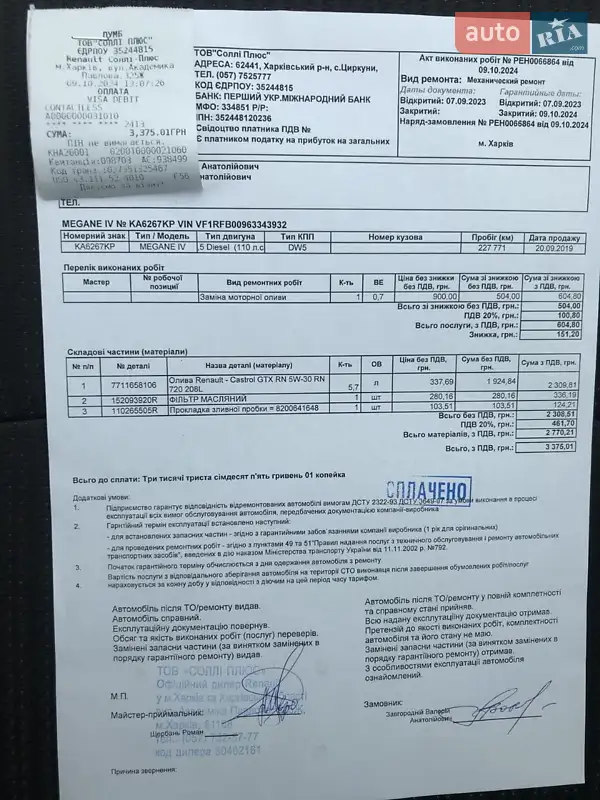 Универсал Renault Megane 2019 в Киеве документ