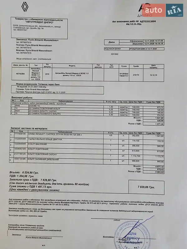 Універсал Renault Megane 2016 в Кам'янському документ