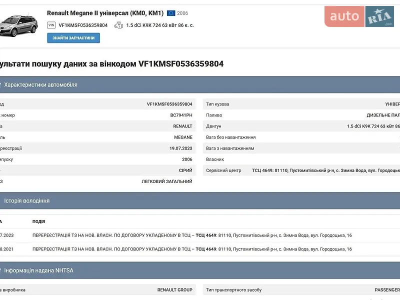 Универсал Renault Megane 2006 в Львове документ