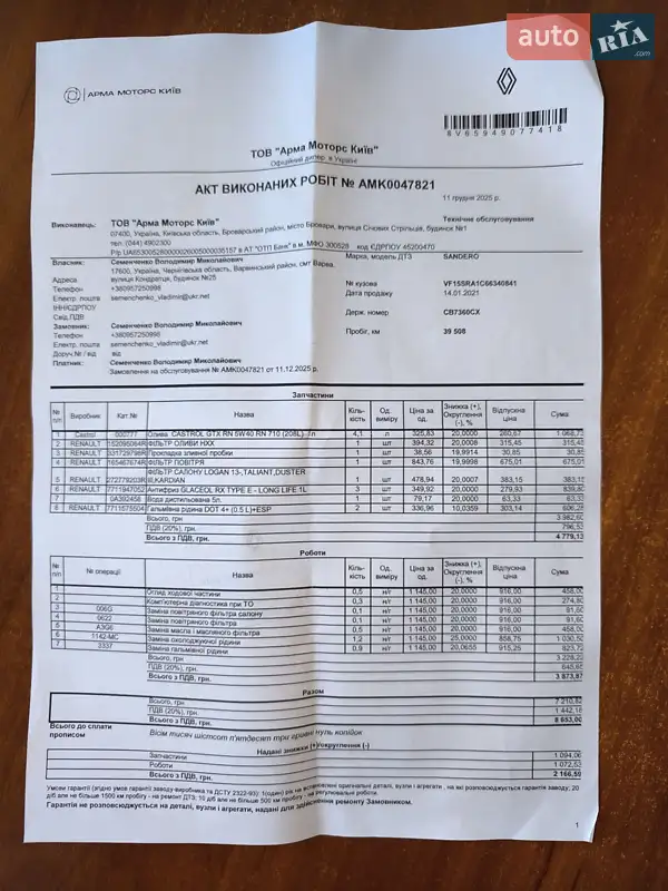 Хэтчбек Renault Sandero 2020 в Варве документ 4 фото Хэтчбек Renault Sandero 2020 в Варве документ