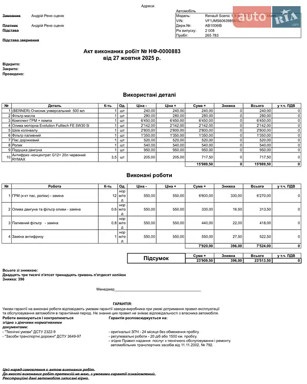 Минивэн Renault Scenic 2008 в Львове документ