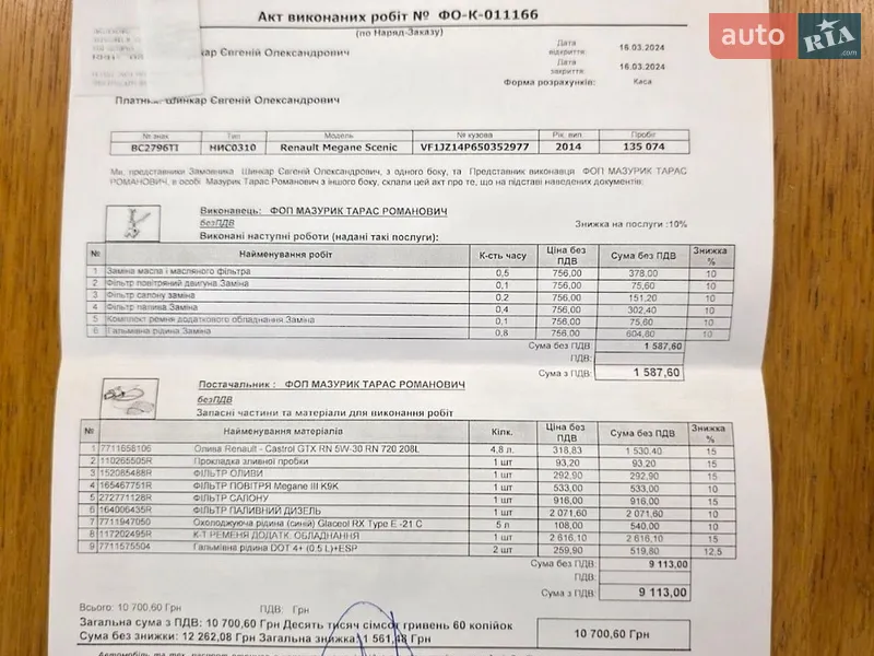 Минивэн Renault Scenic 2014 в Львове документ