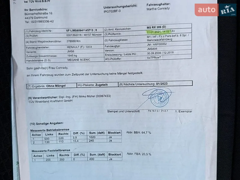 Минивэн Renault Scenic 2015 в Владимире документ