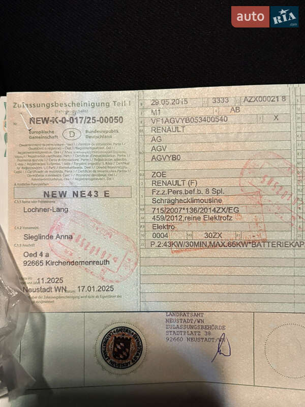 Хэтчбек Renault Zoe 2015 в Дубно