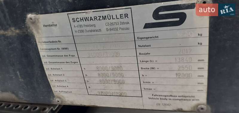 Бортовий напівпричіп Schwarzmuller J-Serie 2012 в Мукачевому