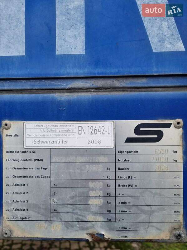 Бортовой полуприцеп Schwarzmuller SPA-3E 2008 в Мукачево