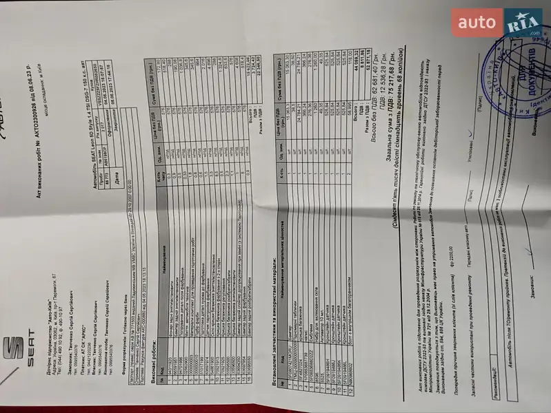 Хэтчбек SEAT Leon 2017 в Киеве документ