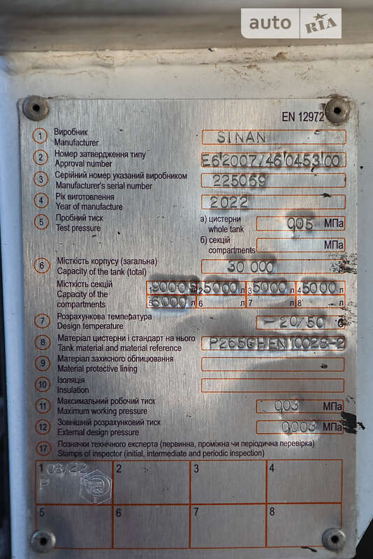 Цистерна напівпричіп Sinan Fuel Tanker 2022 в Хмельницькому