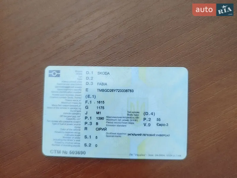 Универсал Skoda Fabia 2001 в Днепре документ