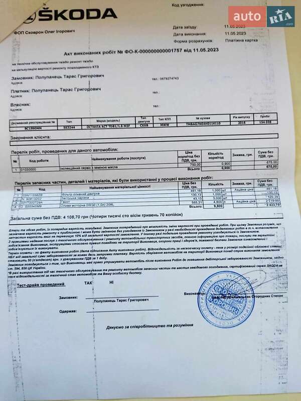 Лифтбек Skoda Octavia 2016 в Самборе