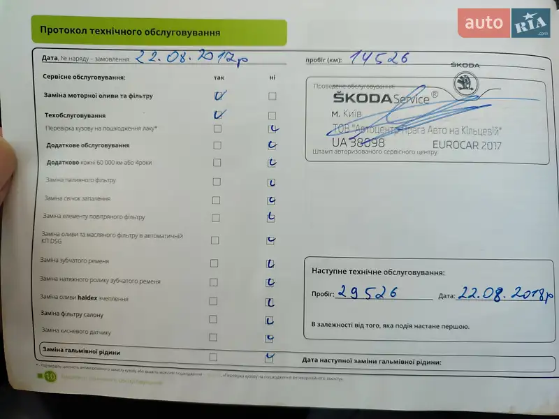Универсал Skoda Octavia 2017 в Буче документ