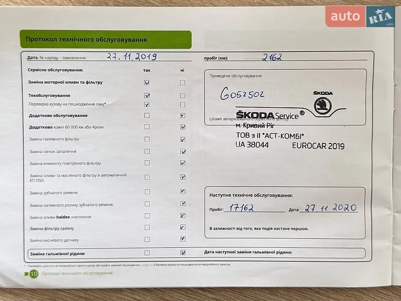 Лифтбек Skoda Octavia 2018 в Кривом Роге документ