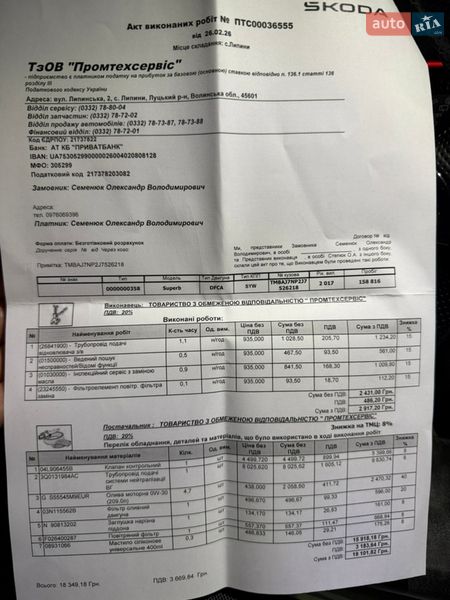 Лифтбек Skoda Superb 2017 в Луцке