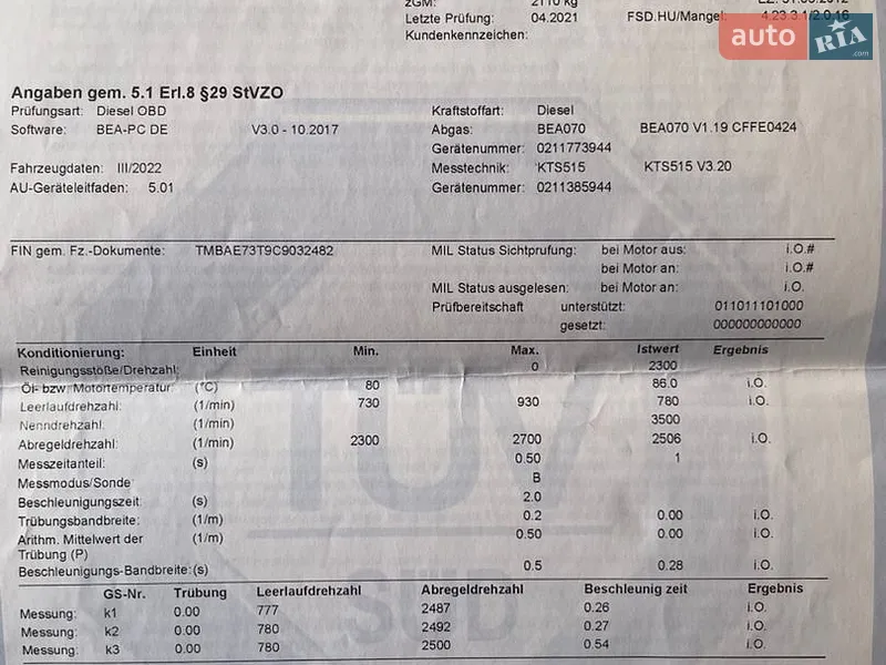 Лифтбек Skoda Superb 2011 в Мукачево документ