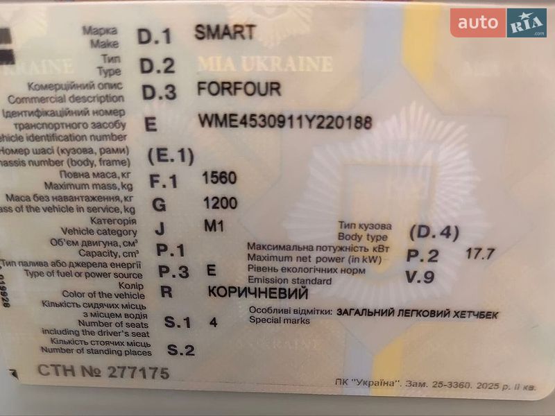 Хэтчбек Smart Forfour 2018 в Одессе