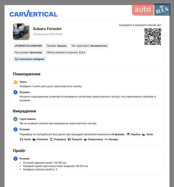 Внедорожник / Кроссовер Subaru Forester 2019 в Виннице фото 28 Внедорожник / Кроссовер Subaru Forester 2019 в Виннице