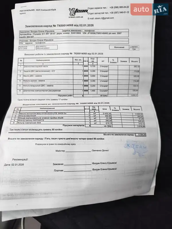 Внедорожник / Кроссовер Subaru Forester 2007 в Броварах документ