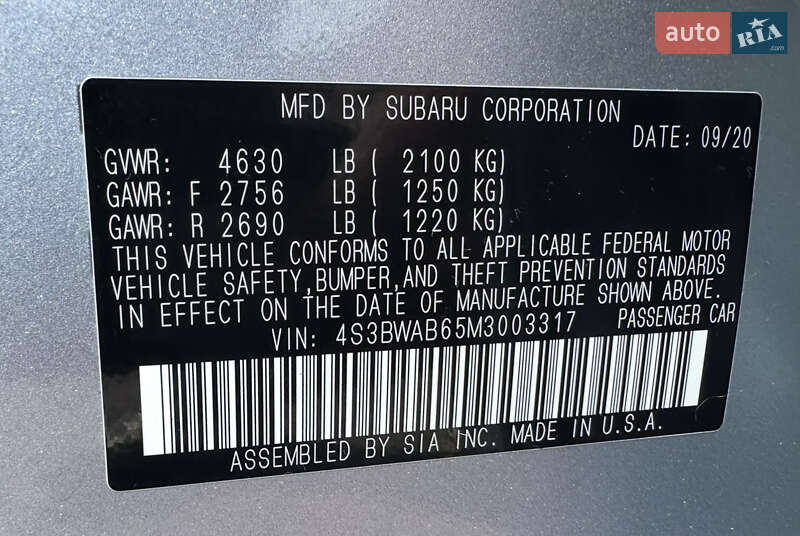 Седан Subaru Legacy 2020 в Дніпрі фото 54 Седан Subaru Legacy 2020 в Дніпрі