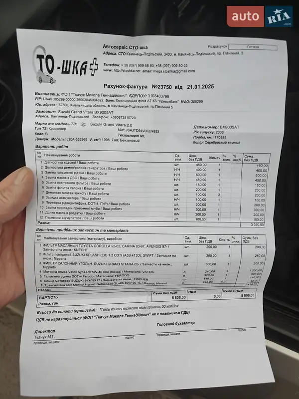 Внедорожник / Кроссовер Suzuki Grand Vitara 2008 в Каменец-Подольском документ 3 фото Внедорожник / Кроссовер Suzuki Grand Vitara 2008 в Каменец-Подольском документ