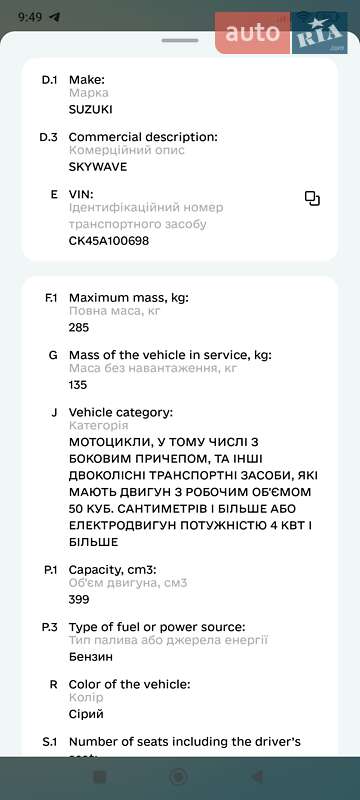 Максі-скутер Suzuki Skywave 400 2011 в Одесі