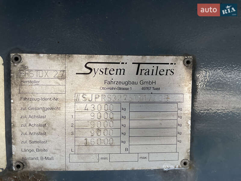 Тентованный борт (штора) - полуприцеп System Trailers TKS 24 2005 в Львове фото 37 Тентованный борт (штора) - полуприцеп System Trailers TKS 24 2005 в Львове