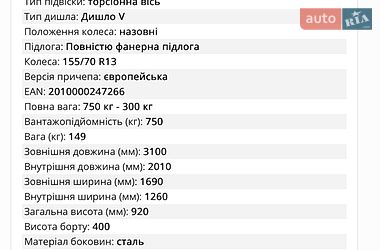 Легковий причіп Temared ZIP 2026 в Дубні