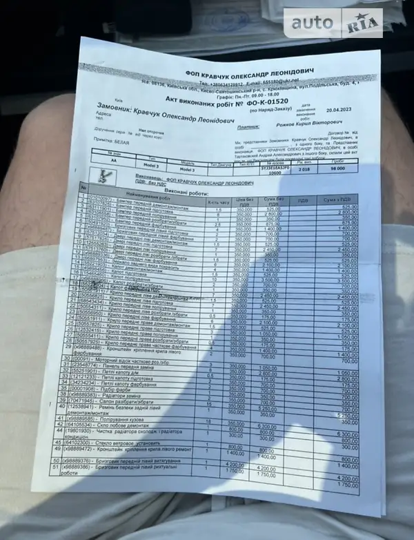 Седан Tesla Model 3 2018 в Черкасах документ