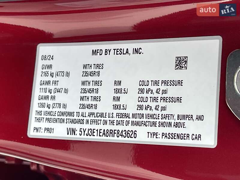 Внедорожник / Кроссовер Tesla Model 3 2024 в Киеве
