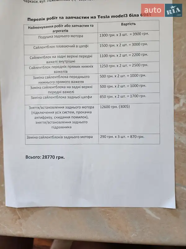 Седан Tesla Model 3 2020 в Черкассах документ